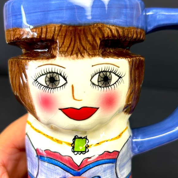 Vintage ceramic  20 ox travel mug by SUSAN PALEY titled “ Madeline “ for Ganz - Picture 7 of 8